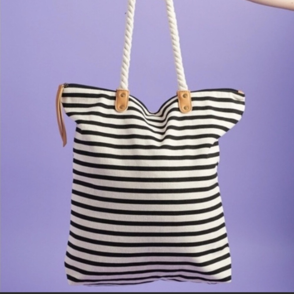 NWT! SUMMER & ROSE Striped Canvas Tote